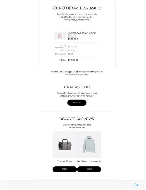 dior email receipt